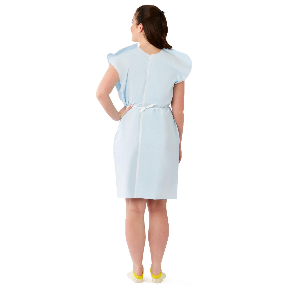Medline Reinforced Tissue Patient Gown, Blue, 30 × 42 in, Case of 50