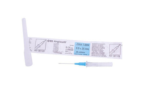 BD Angiocath IV Catheter, 22 G × 1 in, 50 per Box