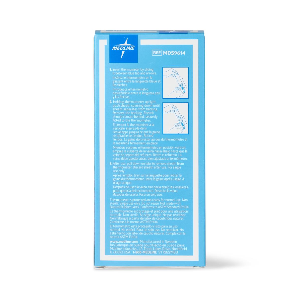 Medline Single-Use Digital Oral Thermometer Sheath, Box of 100