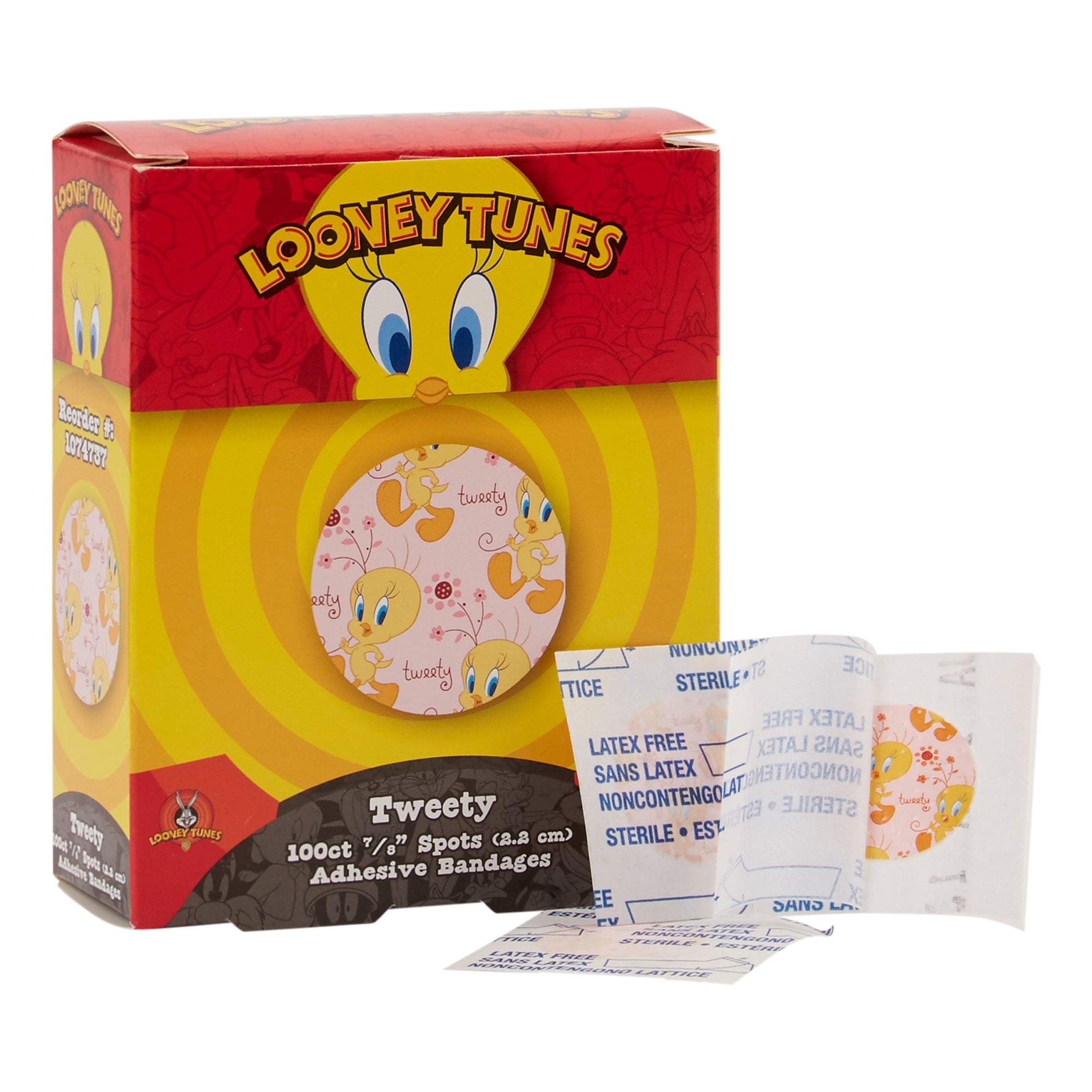 Kids Tweety Bird Plastic Spot Bandage, 7/8" (2 cm), Box of 100