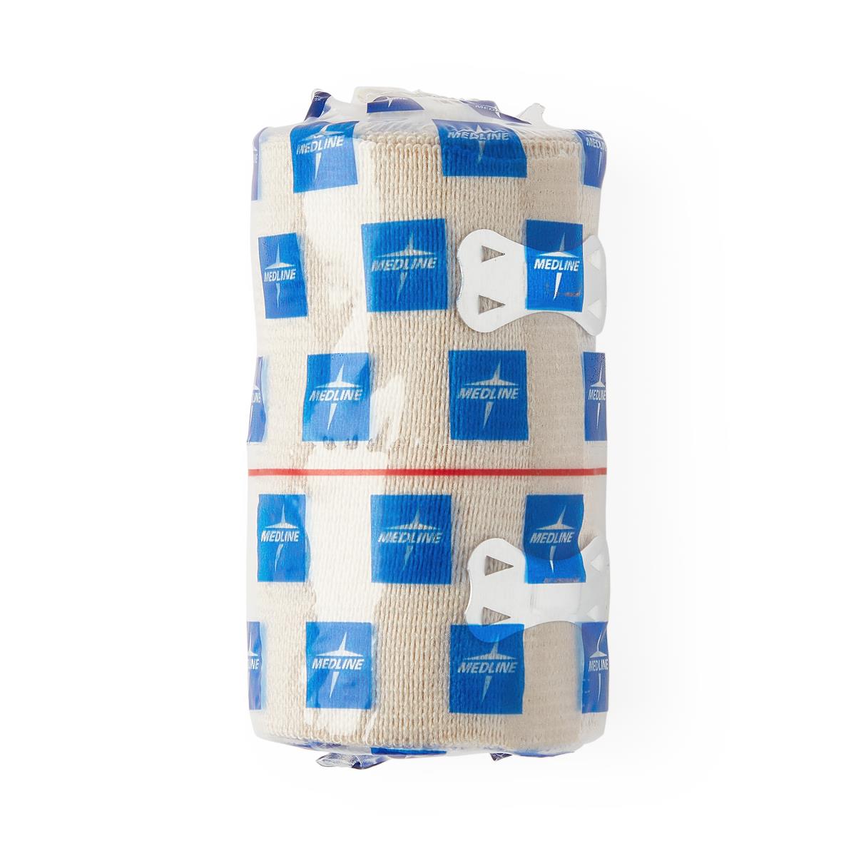 Medline Sure-Wrap Wraparound Elastic Bandage with Clips, 3" x 5 yd. (7.6 cm x 4.5 m), Box of 10