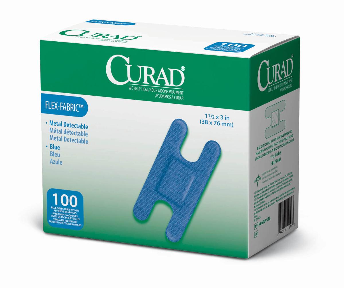 CURAD Food Service Adhesive Bandage, 3" x 1.5" (8 cm x 4 cm), for Knuckles, Box of 100