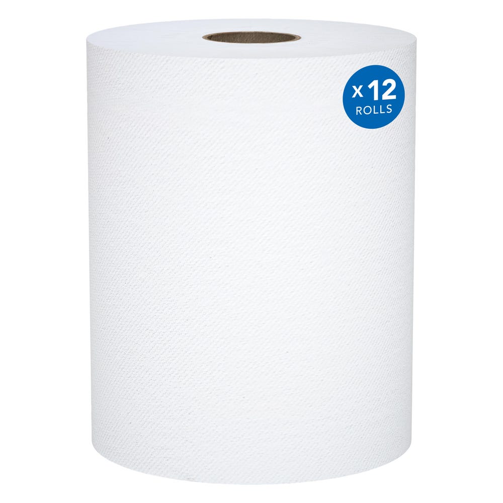 Scott 01052 white 1-ply recycled-fiber hard roll paper towels, 12 rolls per case